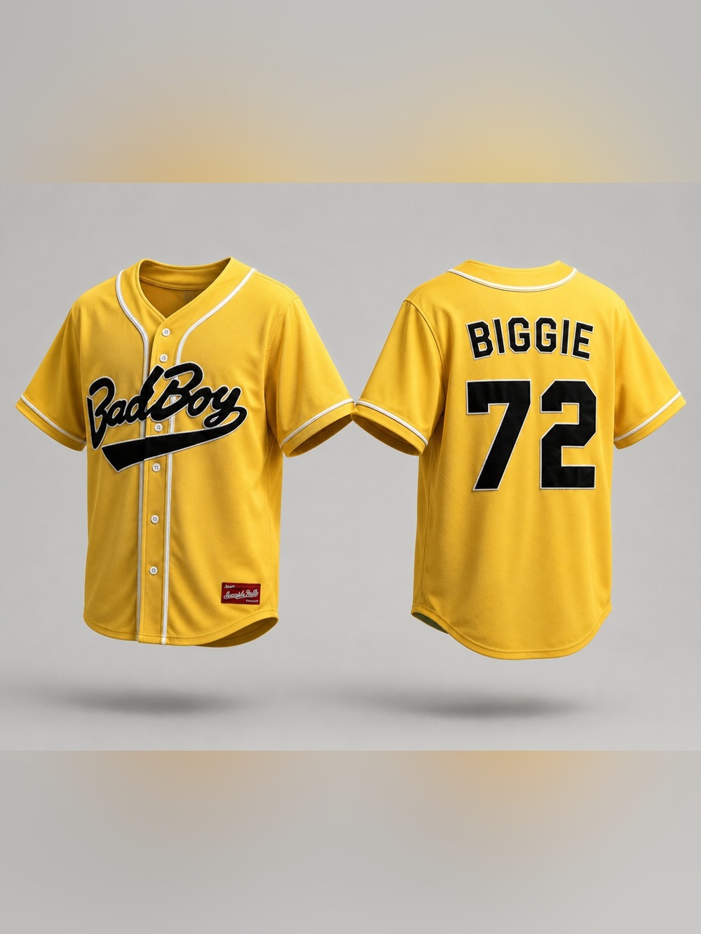 BadBoy Yellow Baseball Jersey with Biggie 72 Back